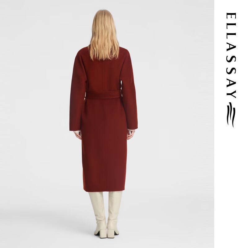 ELLASSAY Women's Merino Wool Double-breasted Lapel Coat EWB354D00300