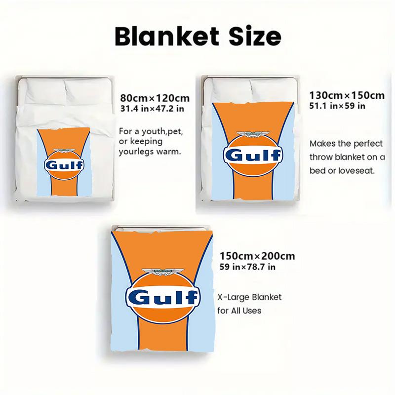 Vintage Gulf Oil Logo 2D Flat Pattern Flannel Blanket High quality All Seasons Warmth and Comfort Perfect for Christmas Gifts.MMT0918209