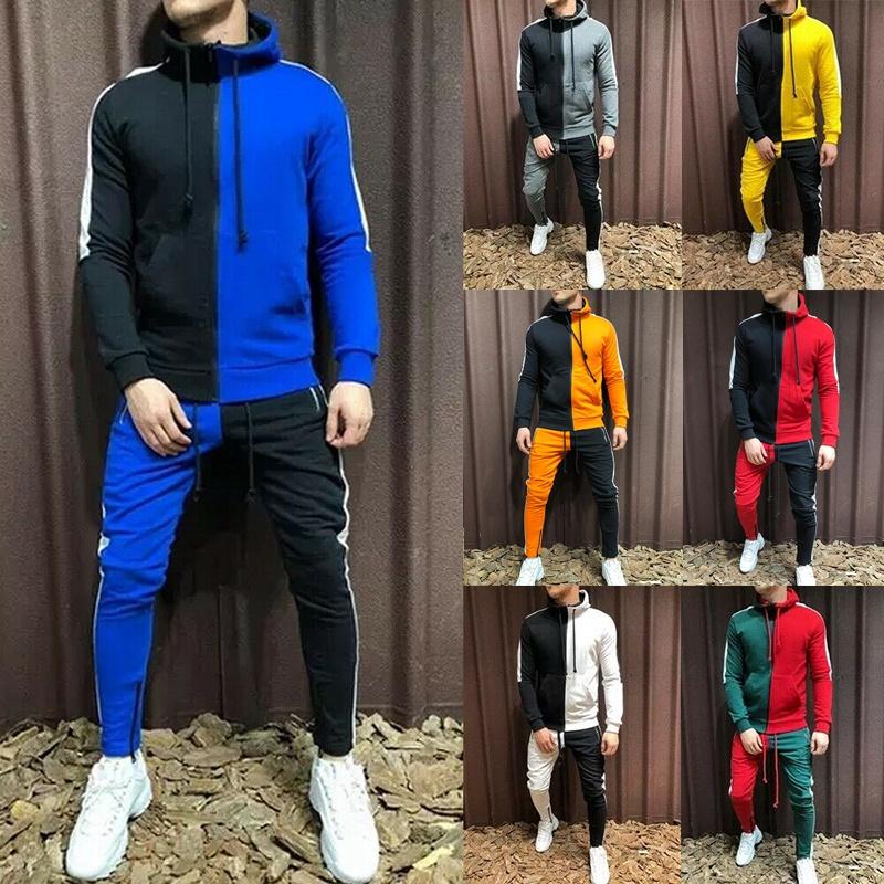 Stylish Men's Tracksuit Suit With Hoodie And Zipper Closure For Gym And Sports