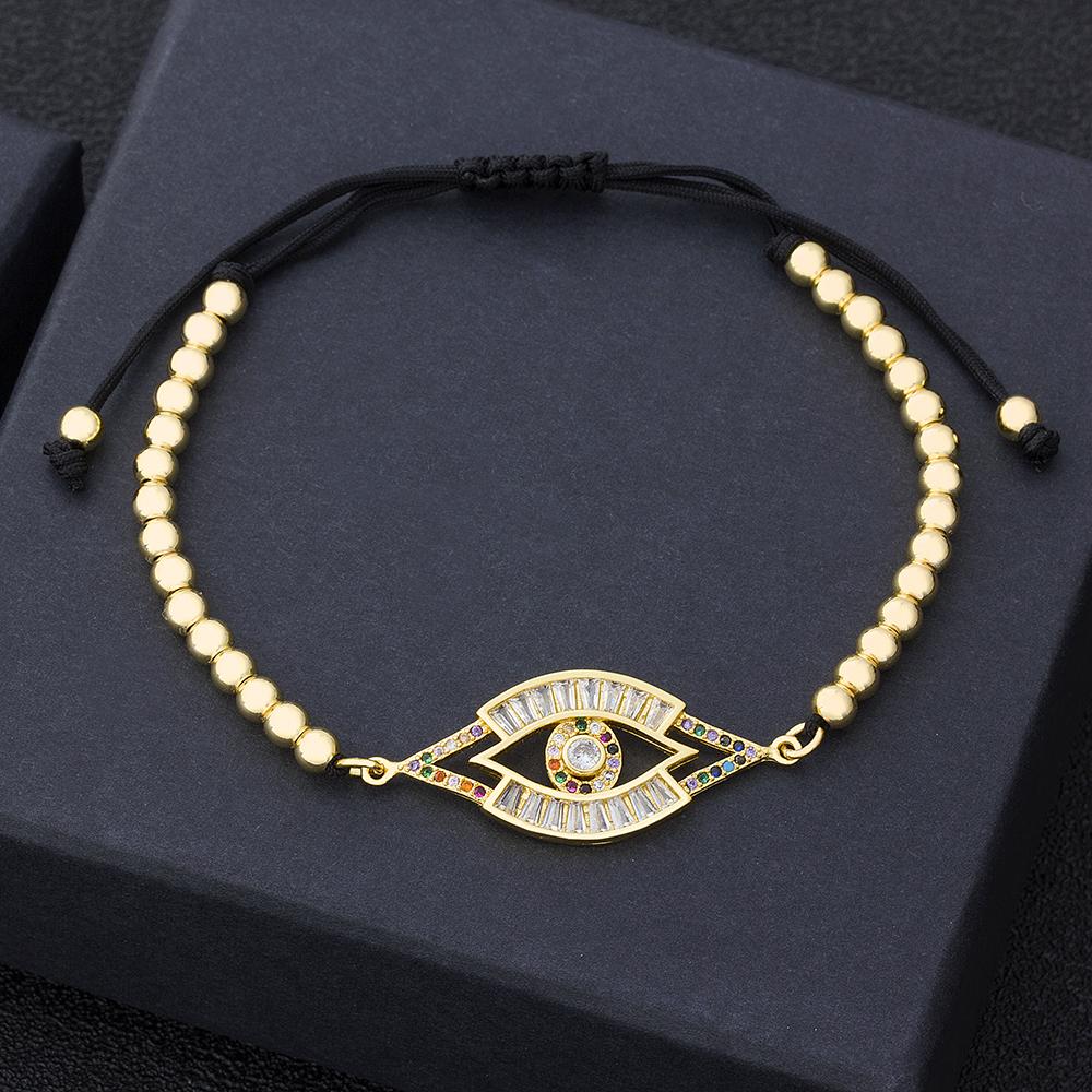 Nidin Hamsa Hand Evil Eye Copper Beads Adjustable Bracelet Lucky Braided Rope Bracelet 5 Styles For Women Men Party Jewelry