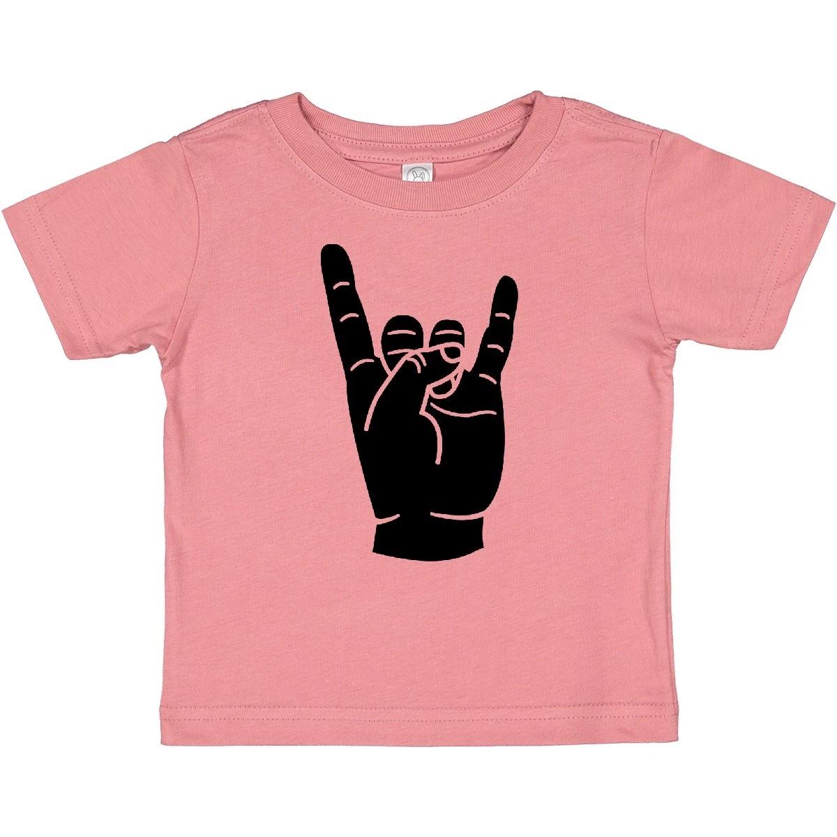 Inktastic Rocker Horns Baby T-Shirt Heavy Metal Rock Punk N Roll Music Hair Out 100