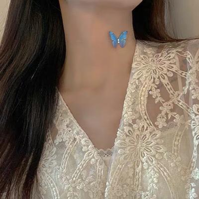 Butterfly Choker Necklace Boho Invisible Chain Butterfly Fairy Choker Transparent Fishing Line Necklace for Women Ladies