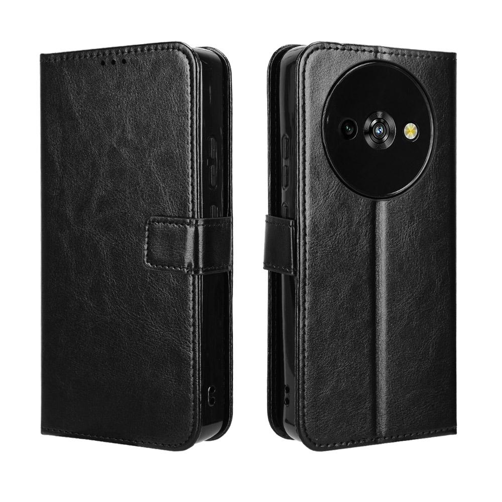 For Oukitel C59 Pro PU Leather Case with Strap Crazy Horse Texture Phone Wallet Cover