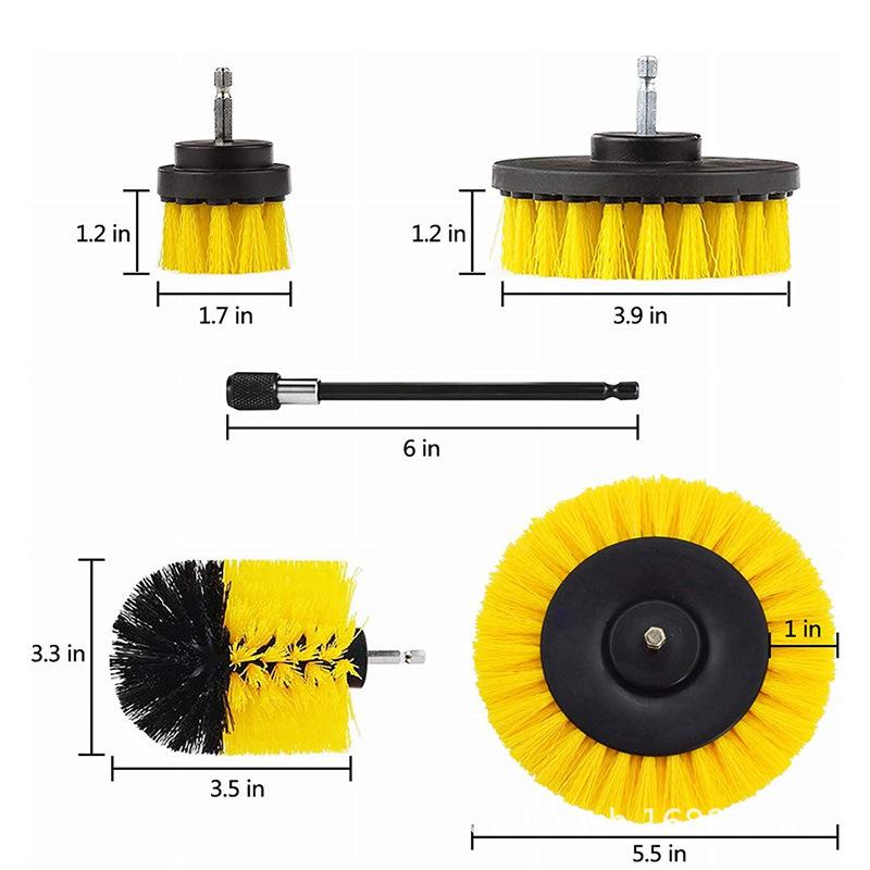 Bohrbürstenaufsatz-Set Power Scrubber Wasch-Reinigungsbürsten Werkzeugsatz mit Verlängerung zum Reinigen von Glasfenstern Küche Toilette