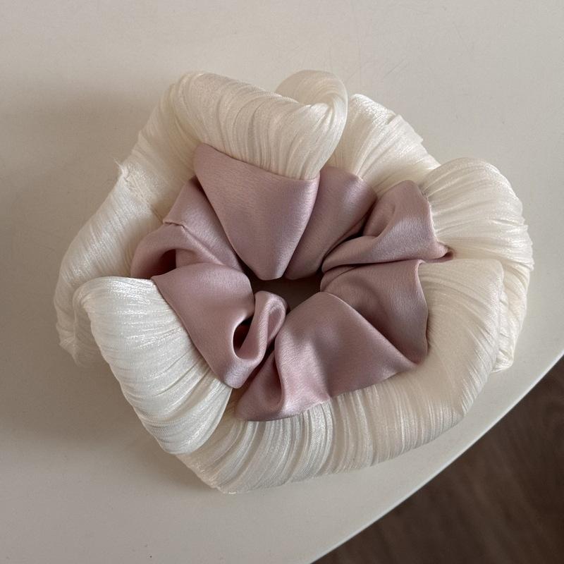 2025 New High-end Simple Bow Satin Large Intestine Ring Headdress Bridal Hair Ring Women's Temperament Accessories