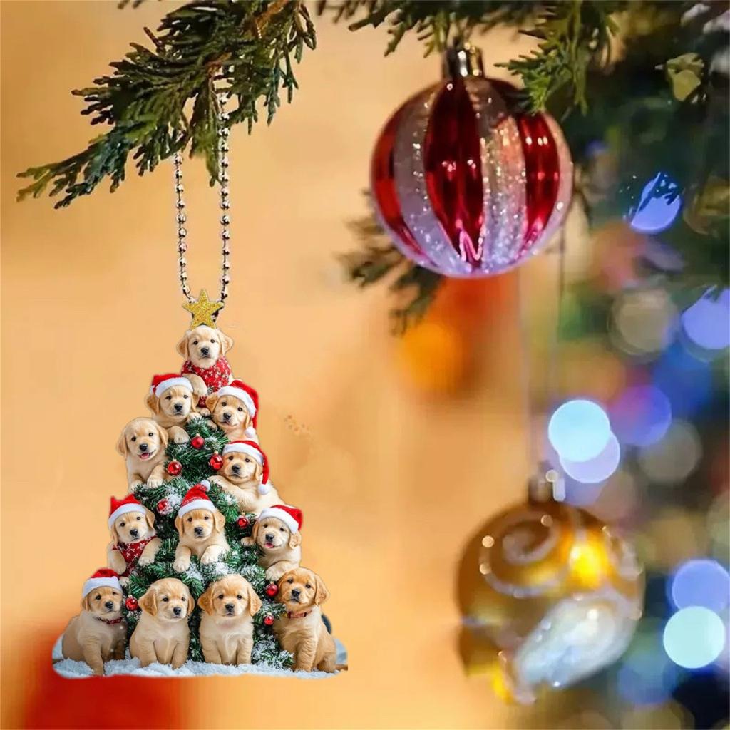 Christmas Acrylic Flat Cartoon Decorative Pendants, Christmas Tree Decorations, Car Pendant Decorations