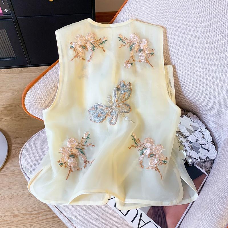 Spring 2025 new round neck vest high-end vest top vest summer embroidery