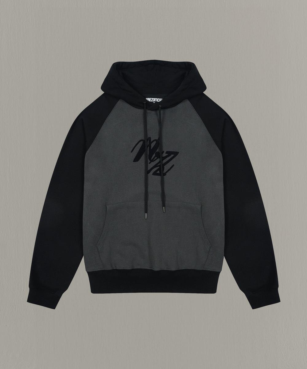 Nine Jet Pigment Color Block Raglan Hoodie 23Hd06 Charcoal (Ch)/L