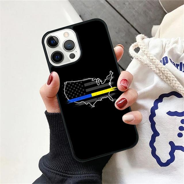 Police Thin Blue Line American Flag Phone Case Cover For iPhone 17 Air 15 16 Pro Max 14 13 12 11 Pro Max Plus