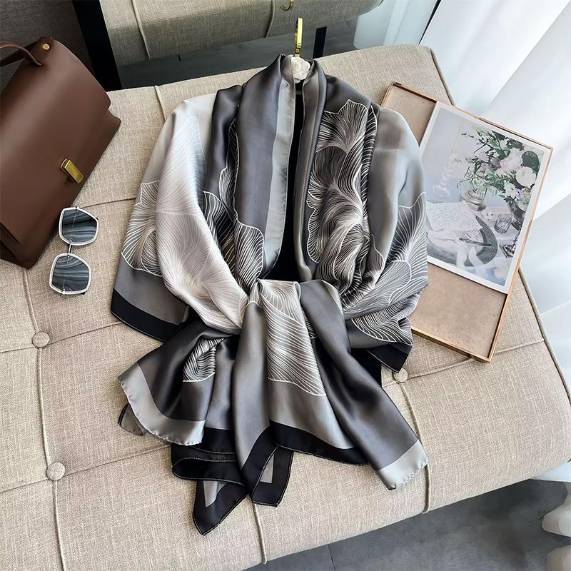 Design Satin Silk Shawl Hijab Scarf Women Fashion Summer Sunscreen Beach Stole Wraps Bufanda Female Headkerchief Echarpe New