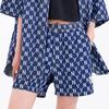 New MLB Old Flower Denim Shorts Unisex Blue 3ADPM4023-50BLS