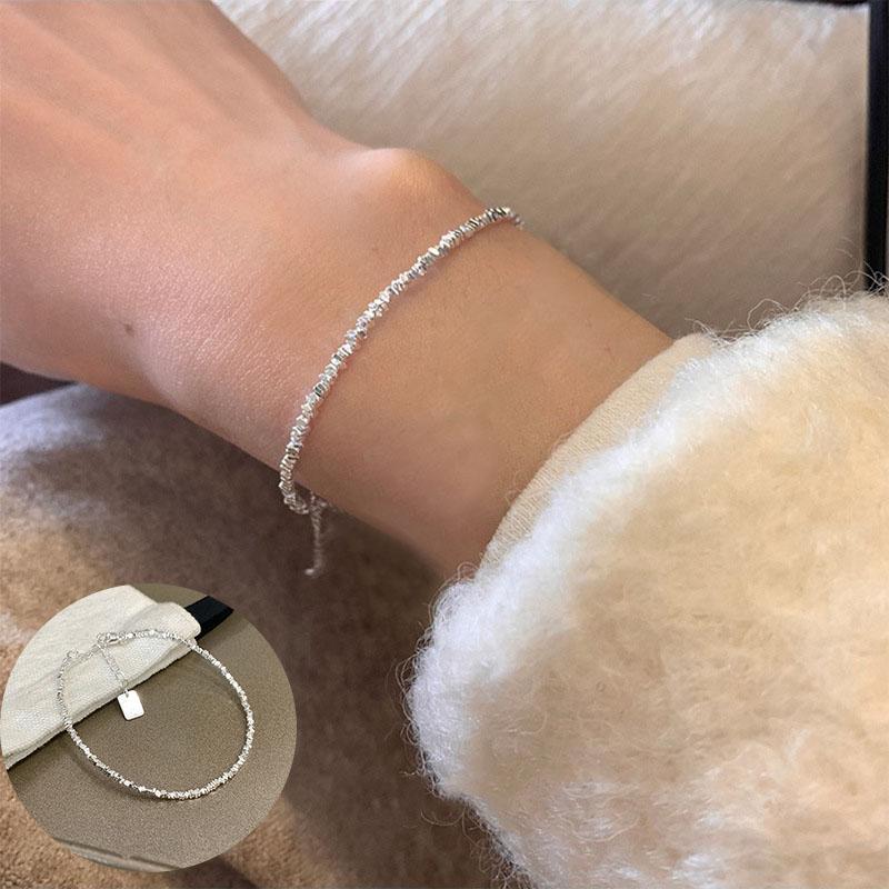 VENTFILLE 925 Sterling Silver Irregular Natural Pearls Letter Bracelet for Women Girl Bead Grace Lucky Jewelry Gift Dropshipping
