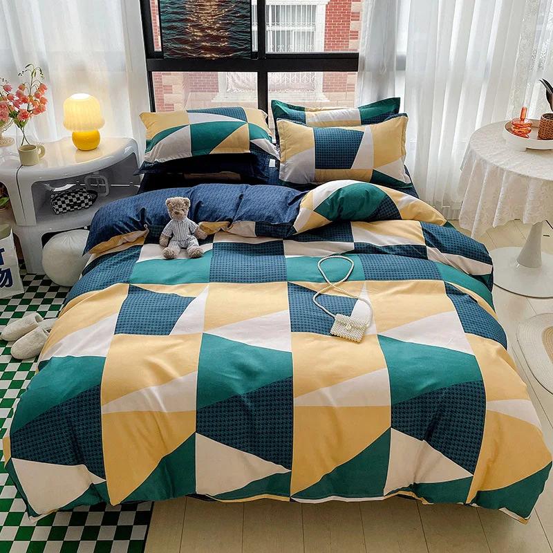 

Nordic Style Letter Print Soft Bedding Sets Single or Double/king Queen Size Bedclothes Machine-Wash Non Pilling Comforter Kit 1.2m 3pcs set