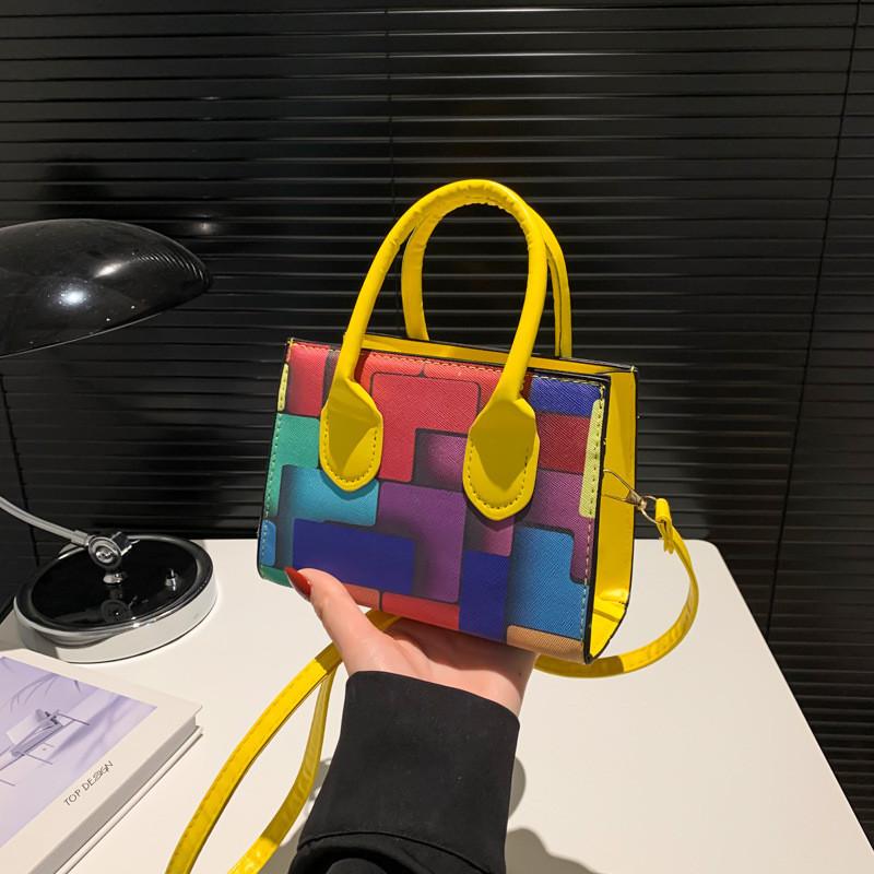 Trendy Street Style Color Block Pu Shoulder Bag Fashionable Spring Handbag