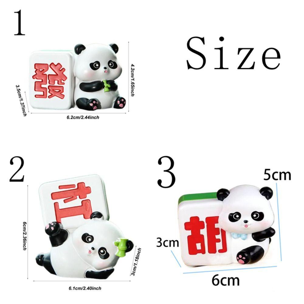 Mahjong Panda Desktop Figurines Resin Animal Sculpture Cake Ornaments  Living Room