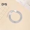 Women Bracelet Adjustable Braided Hollow Out Silver Color Polished Wide Couple Bangle Daily Wear Prom Wrist Jewelry Holiday Gift
