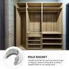 Black Stainless Steel Flange Seat for Closet Rods Heavy Duty Wall Mount Pole Socket Round Tube Holder Organizing Closet Storage