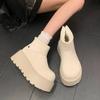 Winter Fashion Platform Heels Women Snow Boots Outdoor Concise Height Increase Keep Warm Short Booties Shoes Zapatos Mujer