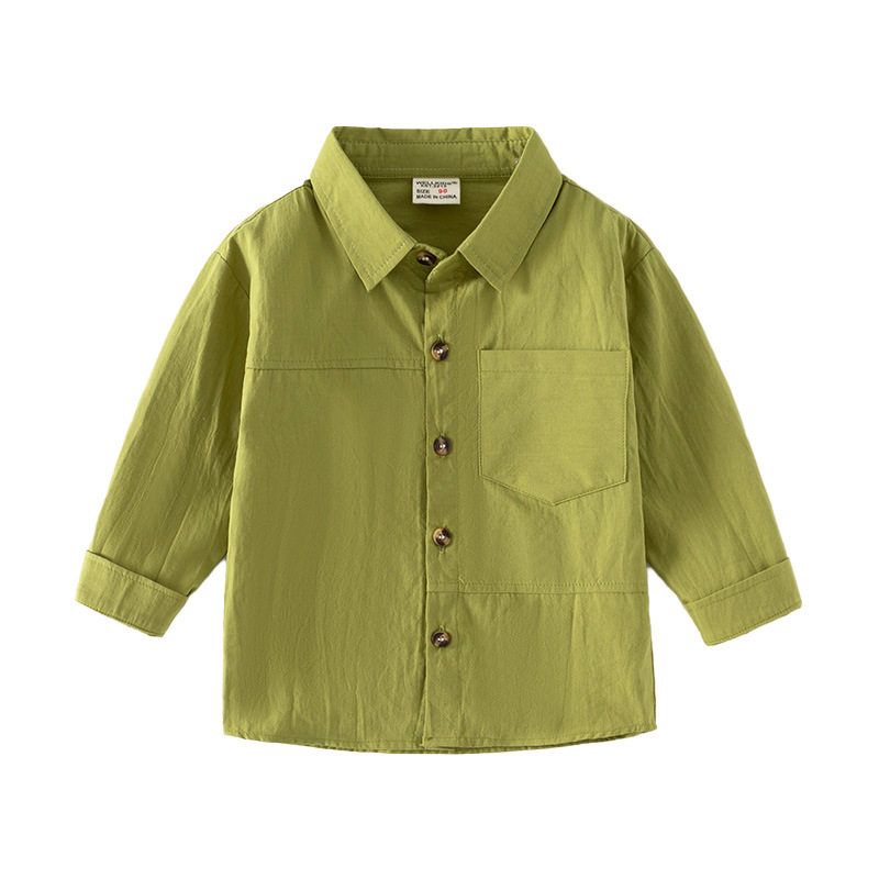 Children's Spring and Autumn Long-Sleeved Shirts for Boys, Casual and Fashionable Long-Sleeved Shirts for Boys, Solid Color Clothes for Baby Boys