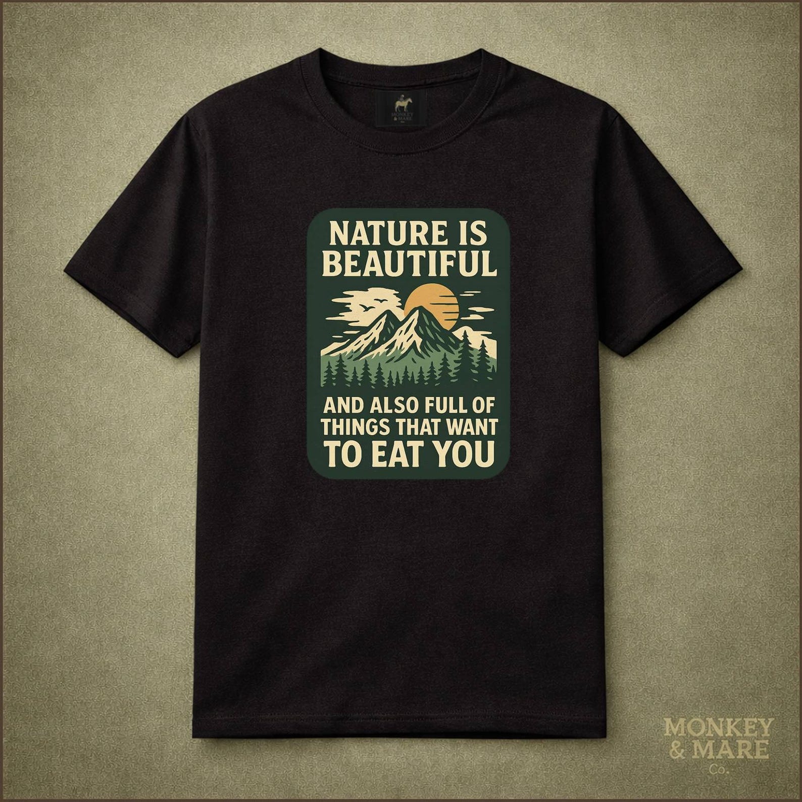 Camping Shirt, Nature Is Beautiful, Dark Humor Hiking Tee For Outdoors Lovers S
