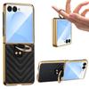Electroplated Diamond Grid PU Leather Ring Holder Case for Samsung Z Flip7/6/5