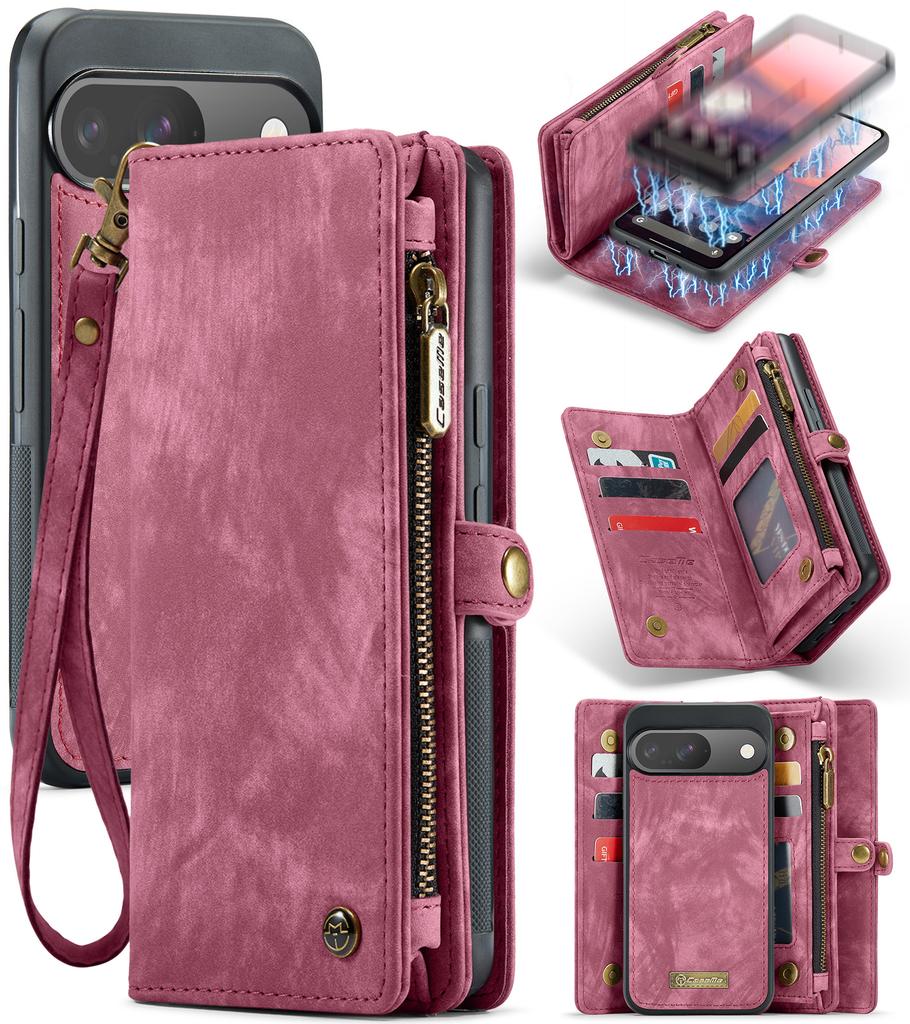 For Google Pixel 9/Pixel 9 Pro Phone Cases CASEME 008 Leather Cover with Detachable Wallet and Strap