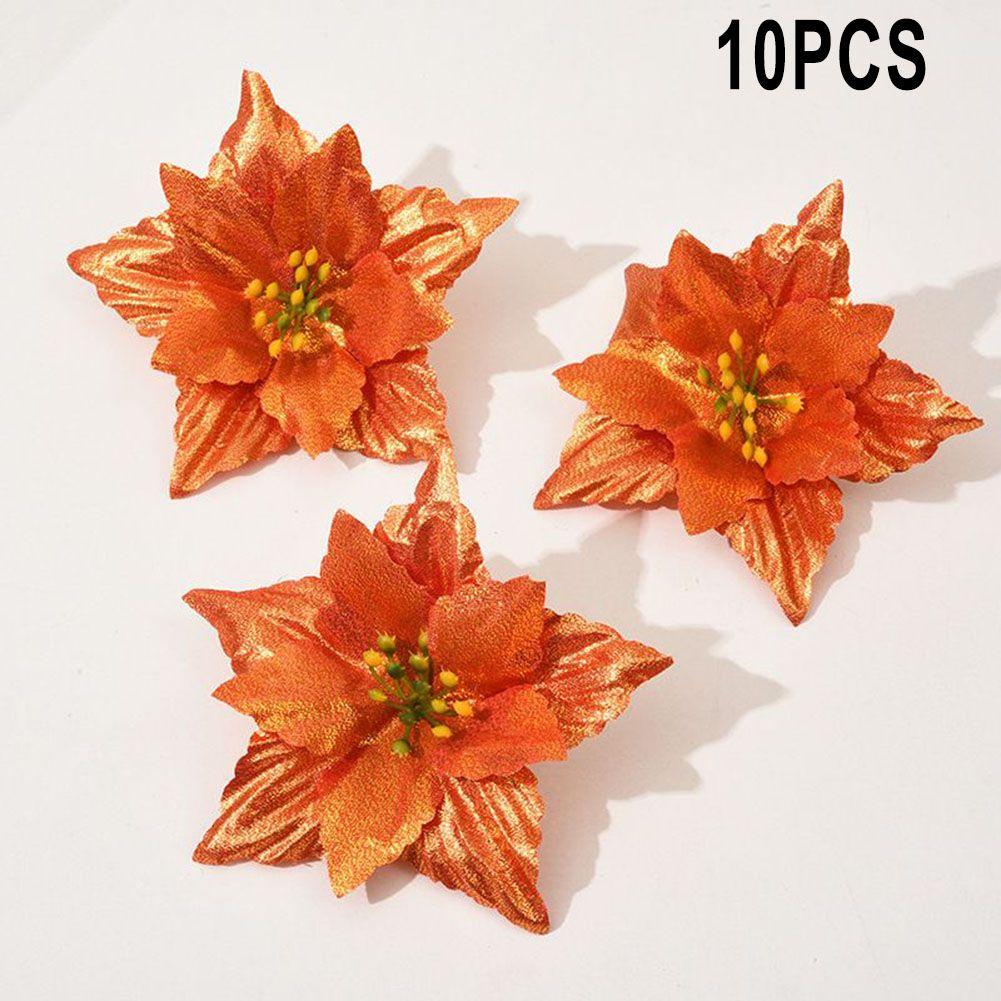 Xmas Flower Christmas Flowers Decorations Ornaments Poinsettia Glitter Artifical Flowers Christmas Fake Flower