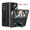 Leather for Samsung Galaxy Fold 6 5 4 3 Case Slim Hard Stand Protective Film Cover Stand Mental Holder Shockproof Luxury