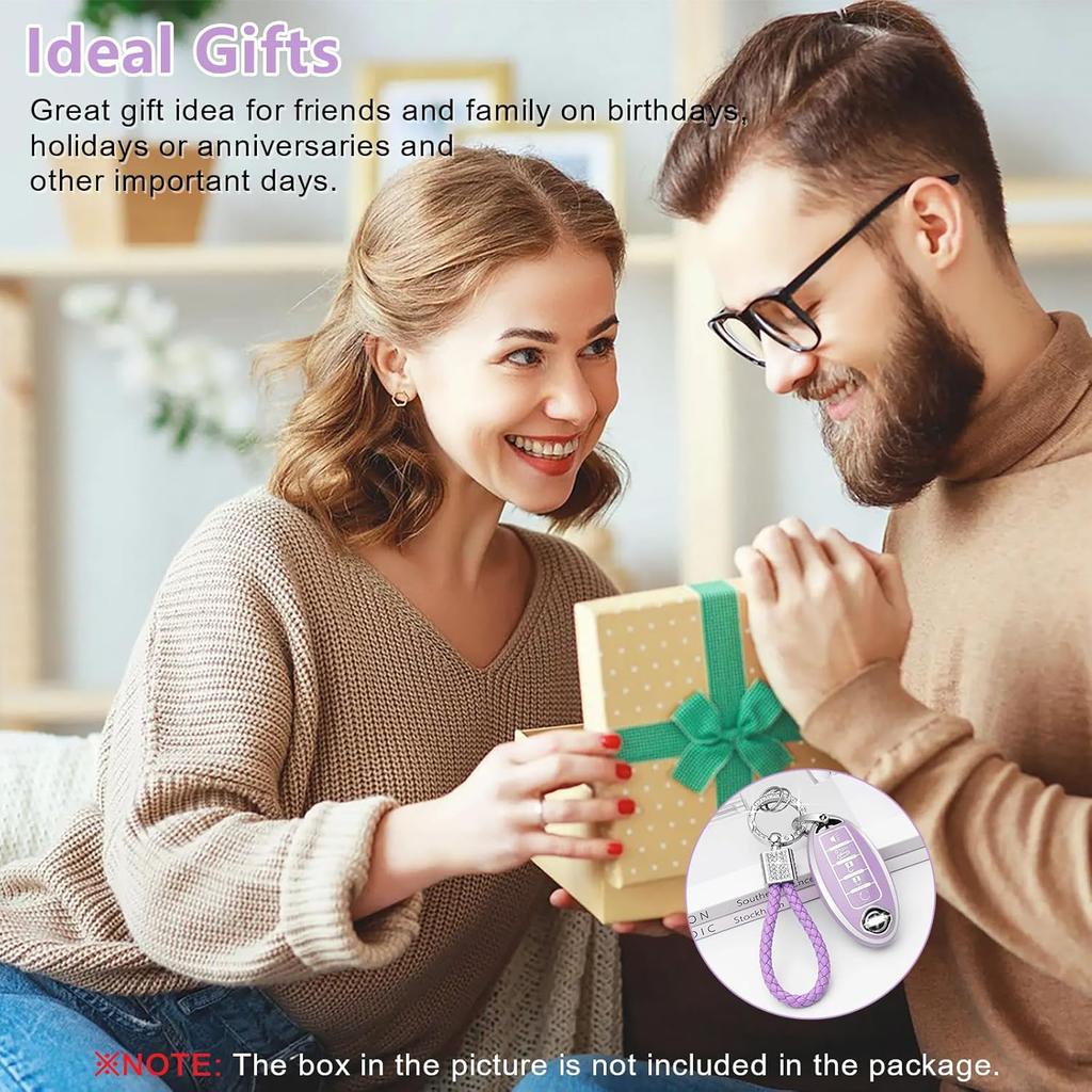 PIFOOG Key Fob Cover For Nissan 5 Button Purple With Bling Keychain Girly Car Keys Case Shell Full Covers Protector Accessories For Altima Sentra