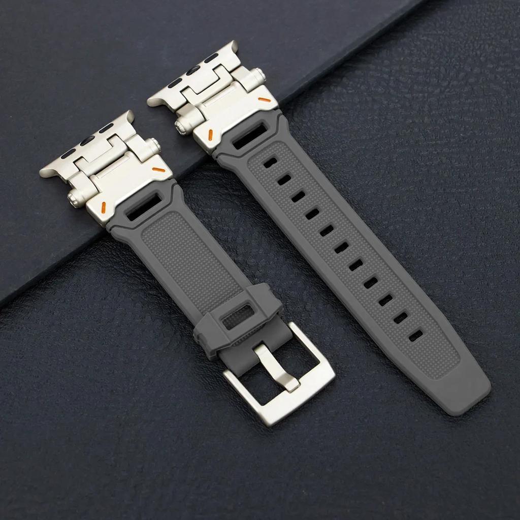 Silicone Sport Band for Apple Watch Ultra 49mm 45mm 42 44mm Rubber Strap for iWatch Series 9 8 7 Se 6 5 4 Ultra 2 49 Correa