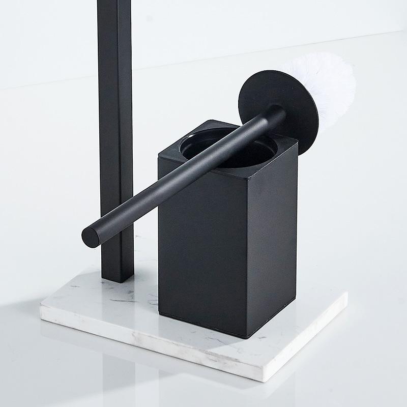 Nerūdijančio plieno tualetinis šepetys su tualetinio popieriaus laikikliu. Lengvas, prabangus marmurinis vonios kambario daugiafunkcis daiktadėžės stovas, juodas, pasukamas.