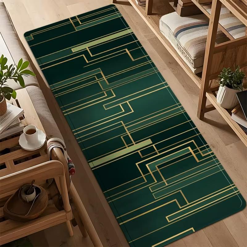 Modern Minimalist Geometric Border Runner Rug Nordic Neutral Non-Slip Carpet Boho Chic Home Decor Mat for Bedroom Living Room