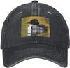Loon Bird Print Washed Denim Baseball Cap Adjustable Cotton Sun Protection Casual Hat for Men Women
