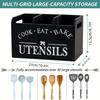 Retro Wooden Kitchen Storage Box with Dividers for Cutlery