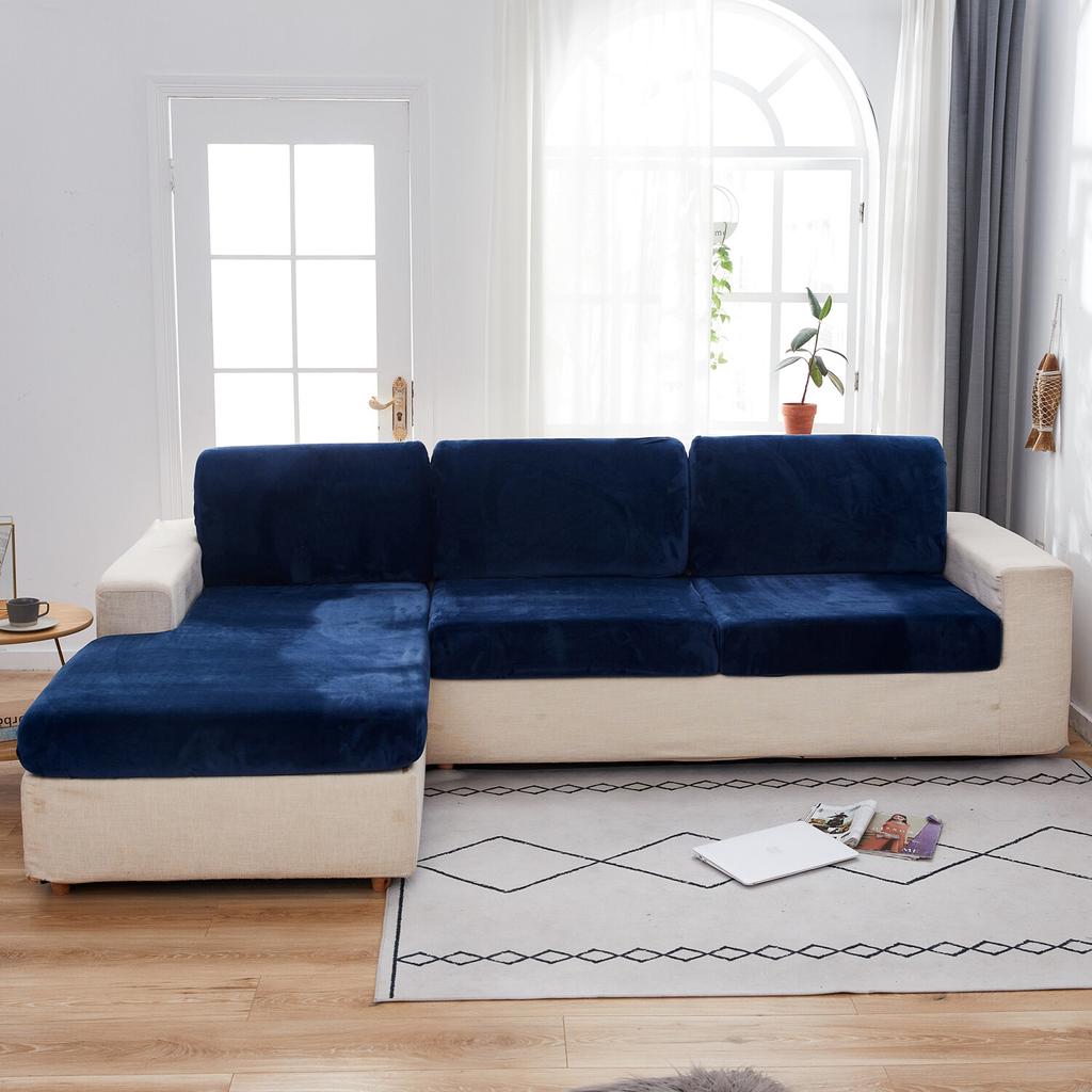 Satın alın Velvet Sofa Cushion Cover L shape sofa Warm Plush Spandex