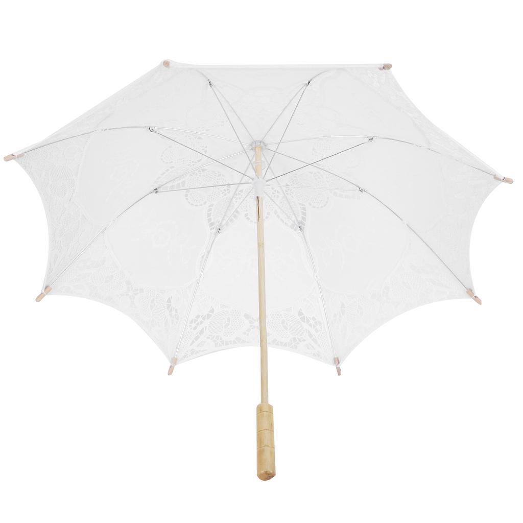 Lace Umbrella Wedding Bridal Parasol Umbrella for Photography Props Wedding SuppliesL White