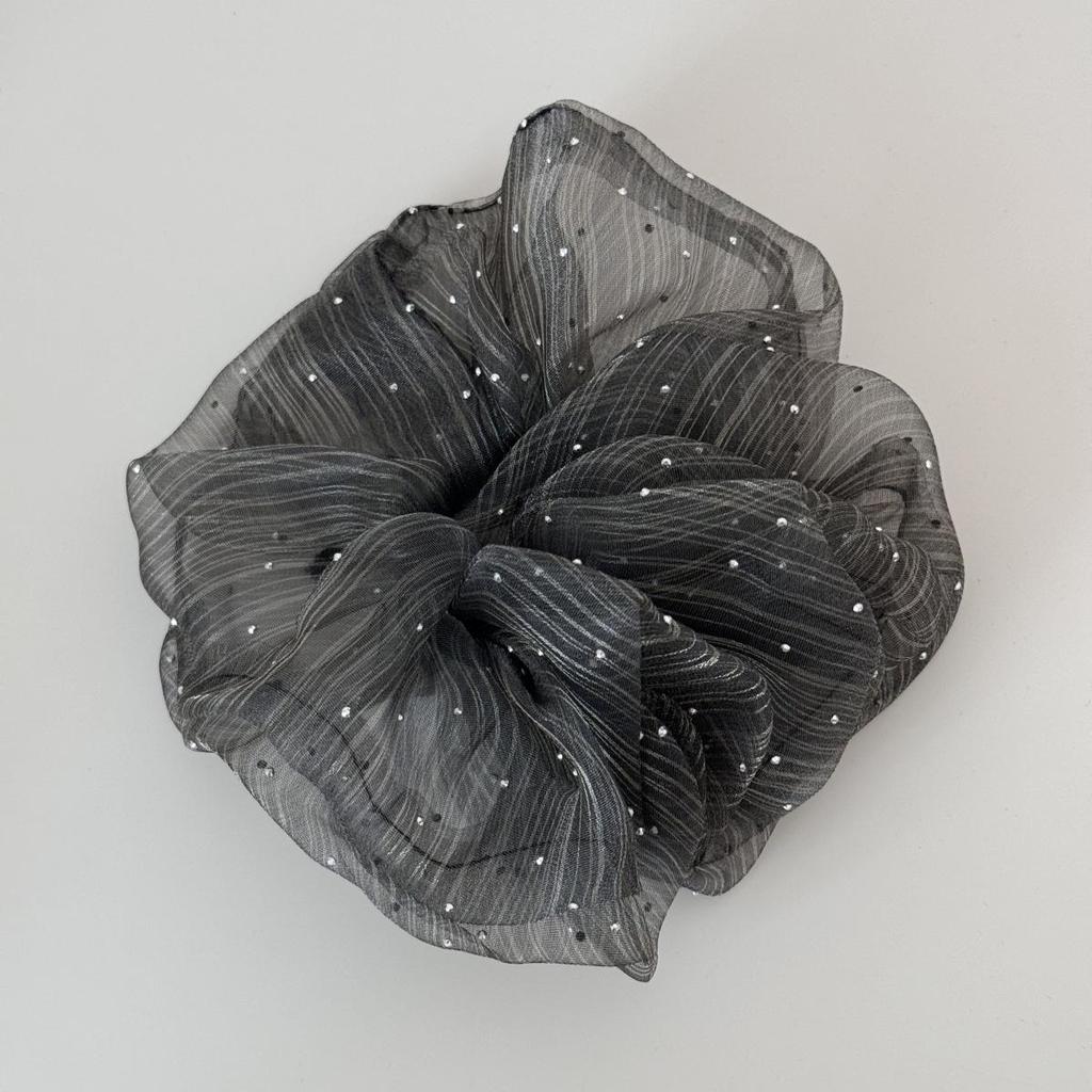 Elegant Rhinestone Star Striped Gauze Hair Tie for Women