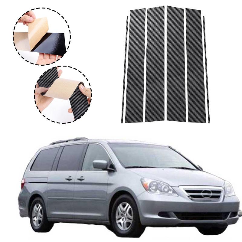 6ks Sloupky do auta pro Honda Odyssey 2005 2006 2007 2008-2010 Lesklé černé Nálepky na lemování oken dveří Dekorativní doplňky