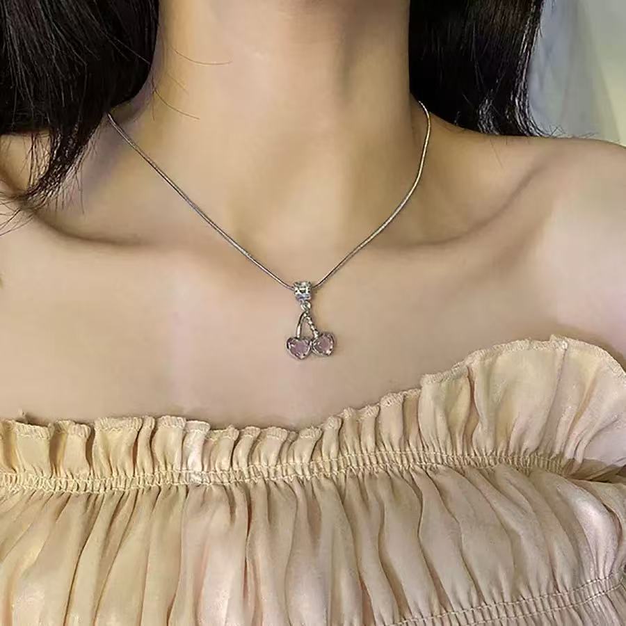 Colar de pérolas azuis com pingente de gota d'água e diamantes, estilo luxo leve, doce, moda feminina, corrente para clavícula com temperamento retrô