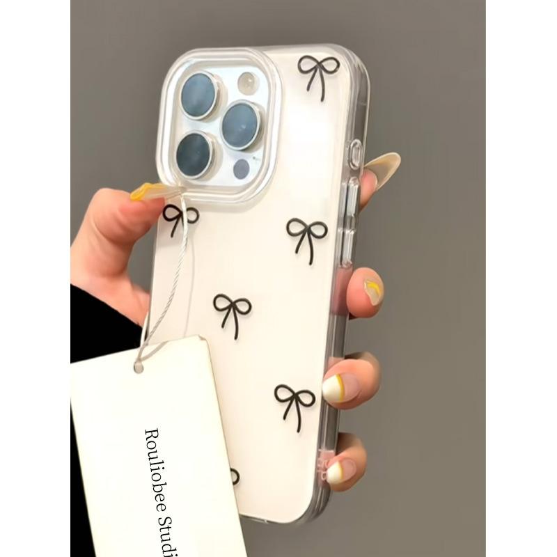 Simple and Stylish Multiple Lines Bow for Apple 16 Promax Mobile Phone Case for IPhone 15 Female New Model 14