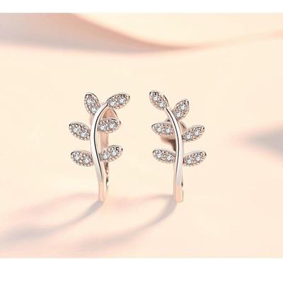 The New Mini Fresh Senseau Leaf Ear Clip Silver S925 Clip On Earrings Non Pierced