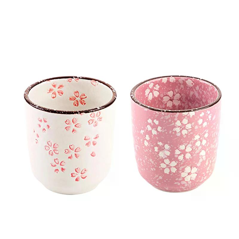 Kung-Fu-Tee im japanischen Stil Keramik Unterglasur Porzellan Teetasse Hausbesitzer Untertasse Glas Teetasse Rosa Weiß