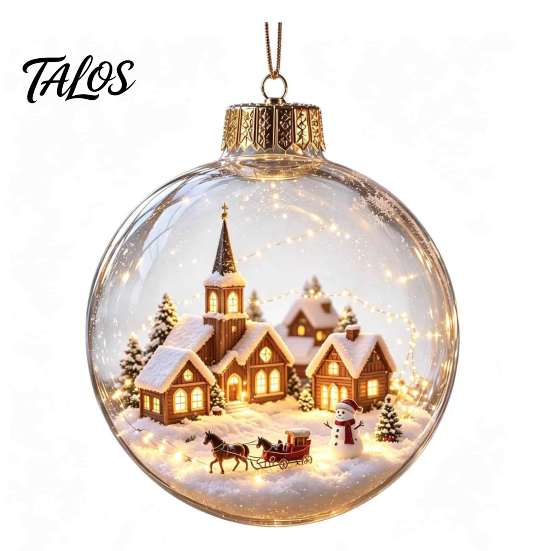 Garden Holiday Ornaments Glowing Christmas Story Ornament, Light-Up 3D Hanging Ball with Warm LED, Mini Decorative Spheres for Holidays Scene