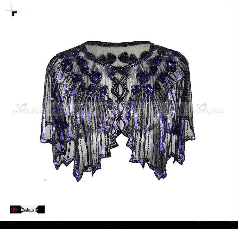 Top Xale de Noite Feminino Vintage Anos 1920 com Lantejoulas e Contas