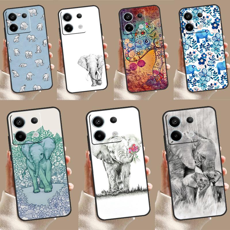 Cute Elephant Case For Xiaomi Redmi Note 13 Pro 12 11 9 10 Pro 12S 11S 10S 9S Redmi 12 10C 12C 13C Cover