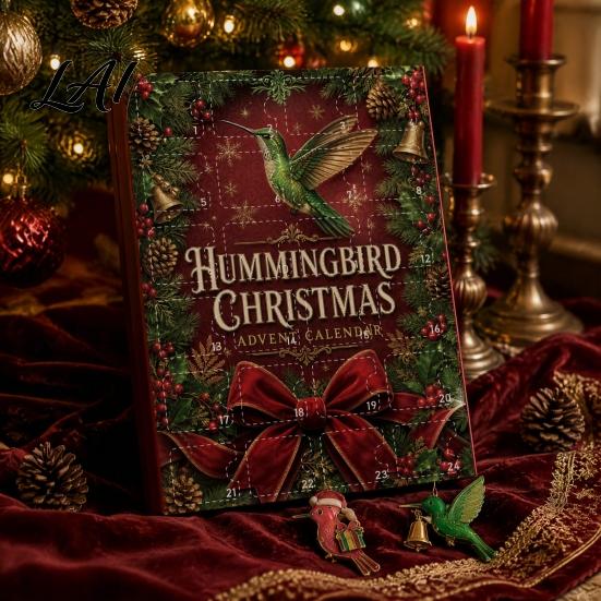 Hummingbird Advent Calendar Hummingbirds 2026 24 Days Christmas Countdown with Unique Holiday Gifts Pcs 2D Acrylic Ornaments for Bird Lovers,