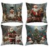 Christmas Theme Sofa Pillow Cover Snowman Print Cushion Cover Polyester Pillow Cover Car Cushion Cover