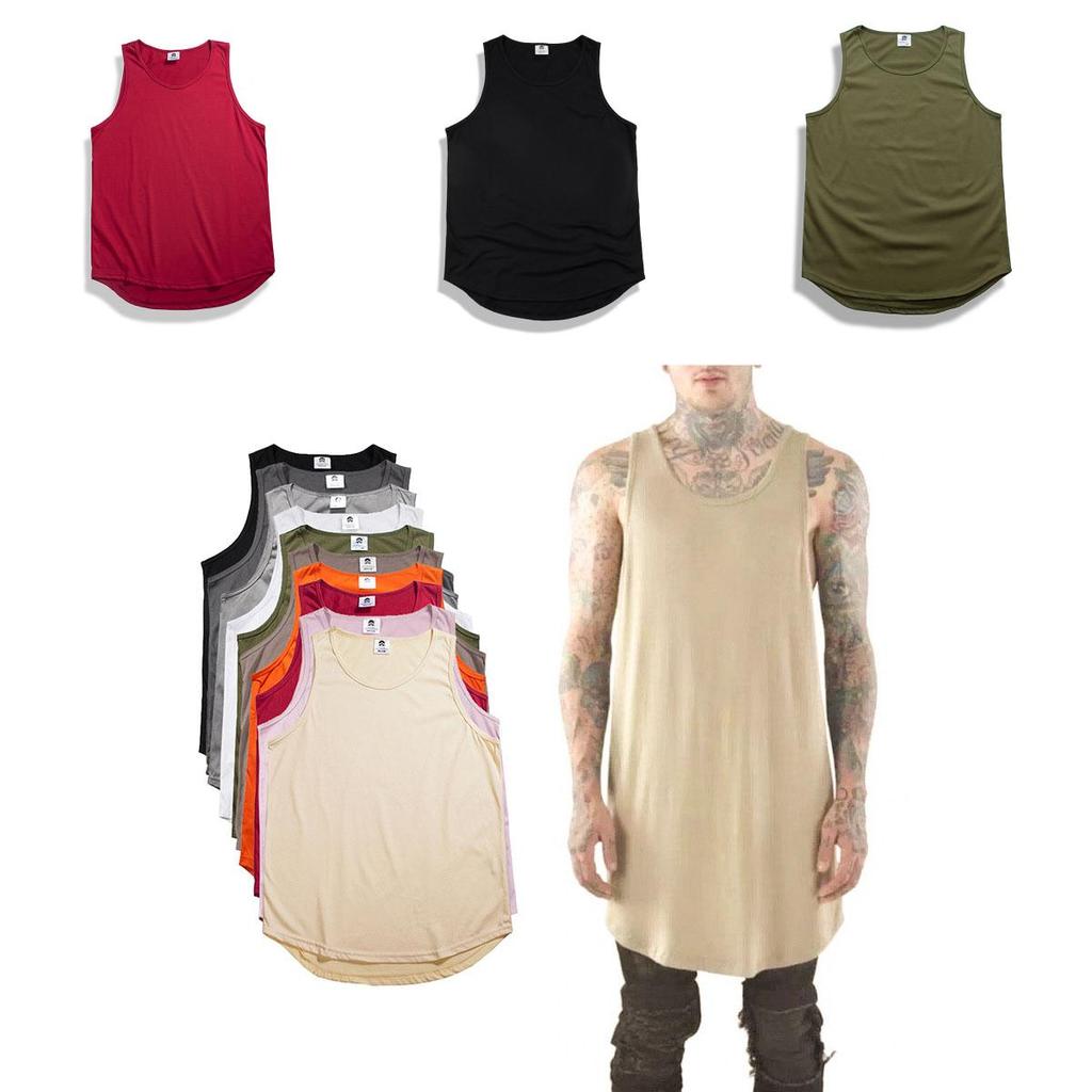 Canotta Basic Uomo Victorious di Qualità Premium, Lunghezza Lunga, Orlo Curvo, Senza Maniche, Per il Massimo Comfort
