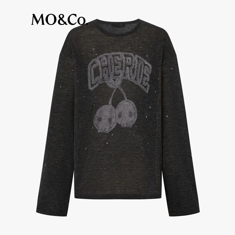 MO&Co. Rock & Roll Skull Cherry Wool Knit Sweater