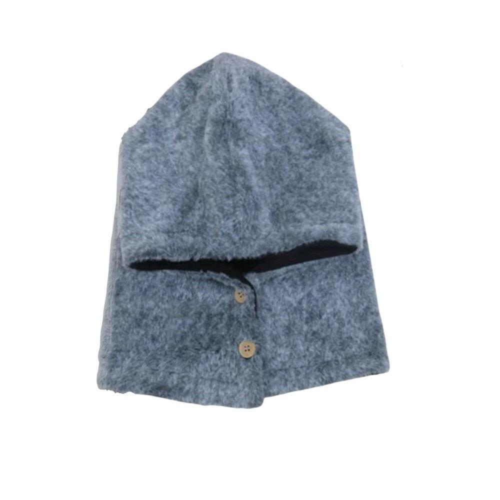 Thickened Ear Protection Hat Solid Color Knitted Hooded Hat Cute Winter Cap  Winter/Autumn чёрный